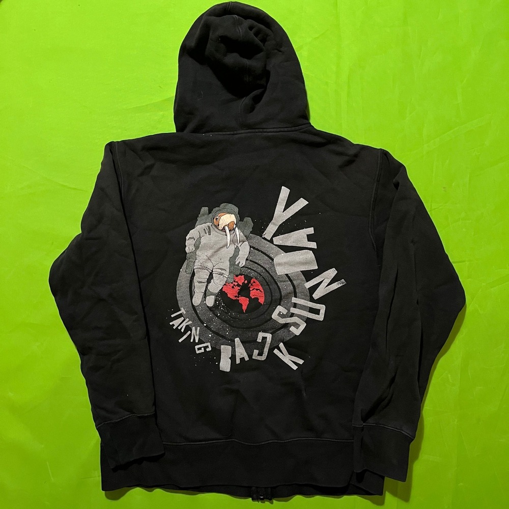 Taking Back Sunday Band Hoodie Black Zip Up Astronaut Walrus VINTAGE Y2K Medium